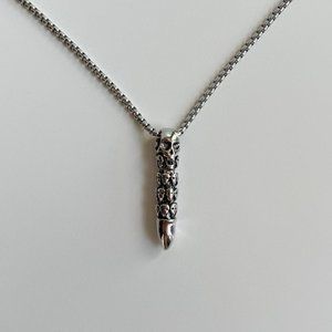 Y2K 2000s grunge heavy metal punk gothic emo skull bullet pendant necklace